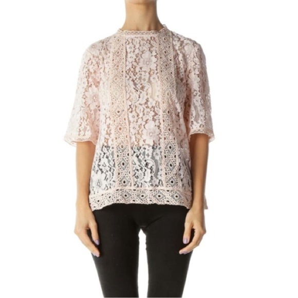 LOFT Pink Floral Lace Blouse size XSP - Picture 1 of 9